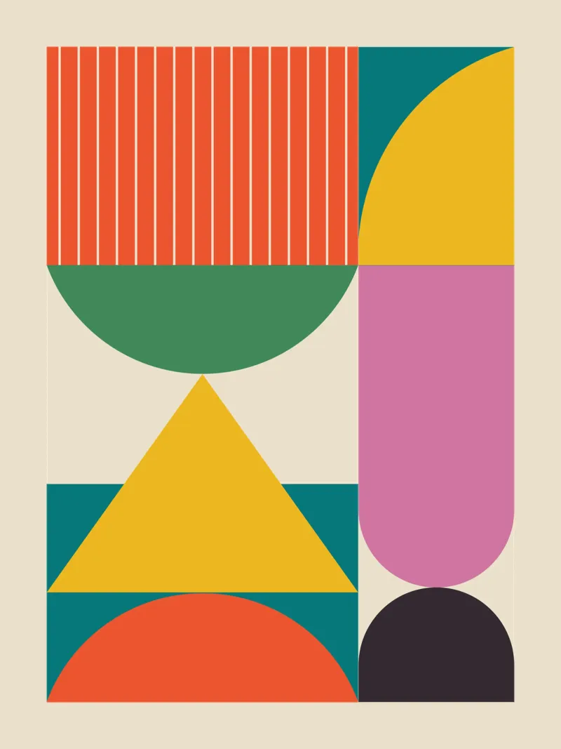 Bauhaus Geometric Art Print Llamativos colores modernos metacrilato de THE MOTIVATED TYPE