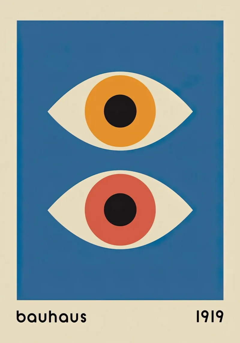 Bauhaus 1919 Occhi geometrici colorati poster con telaio in plastica da Jam Poster