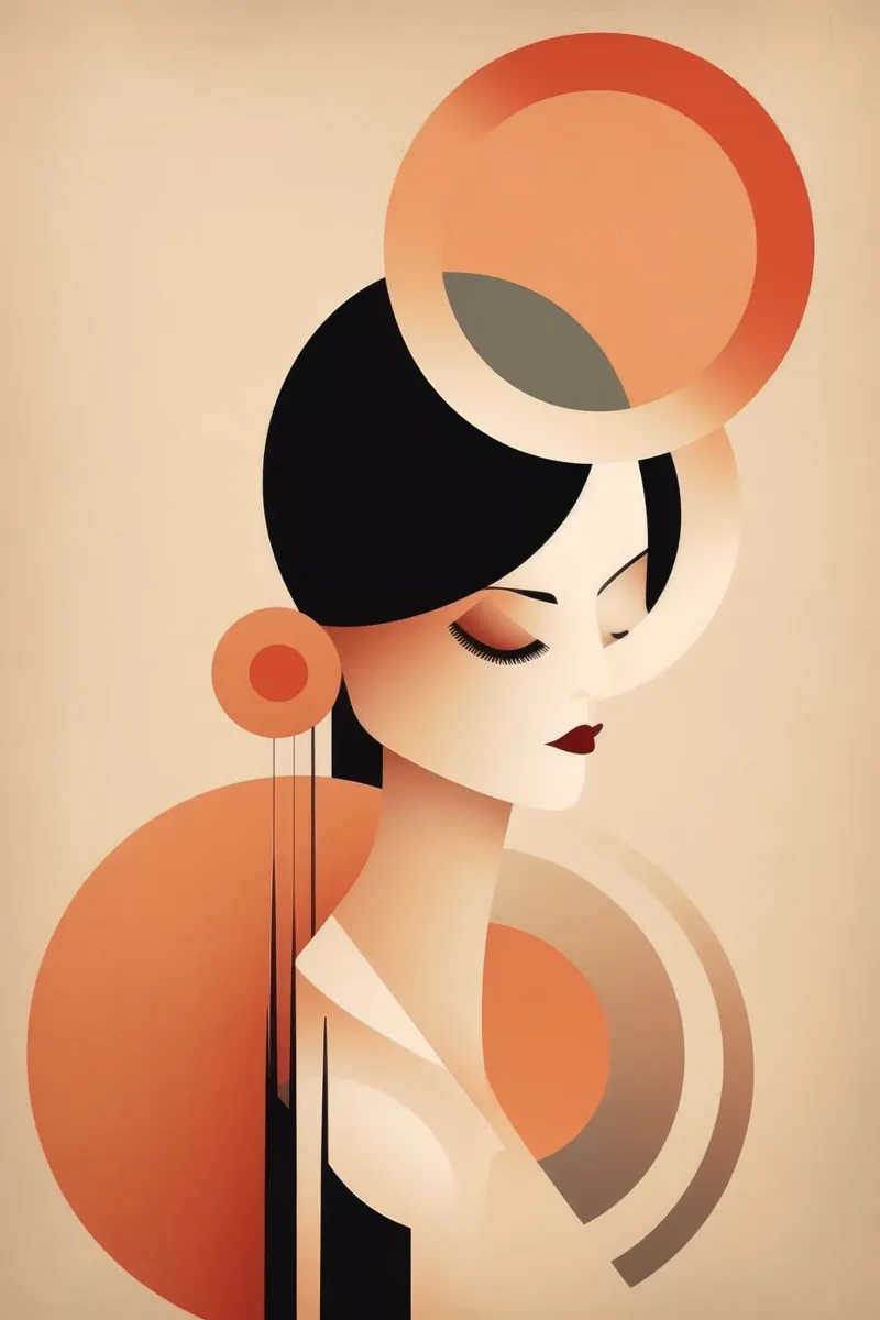 Art Deco Frau Alu-Dibond von Artful Muse