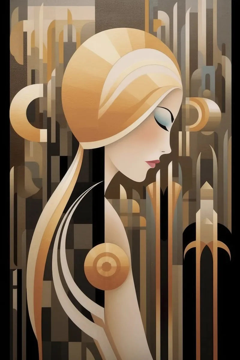 Art Deco Vrouw canvas met Baklijst van Artful Muse