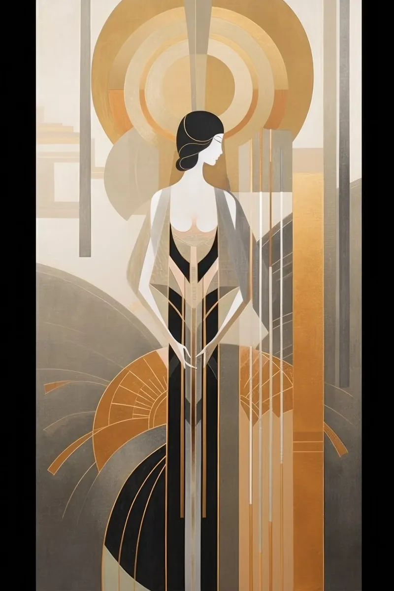 Art Deco Vrouw canvas met Baklijst van Artful Muse