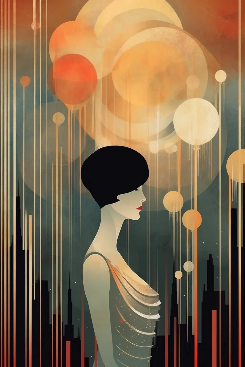Art Deco Vrouw canvas met Baklijst van Artful Muse