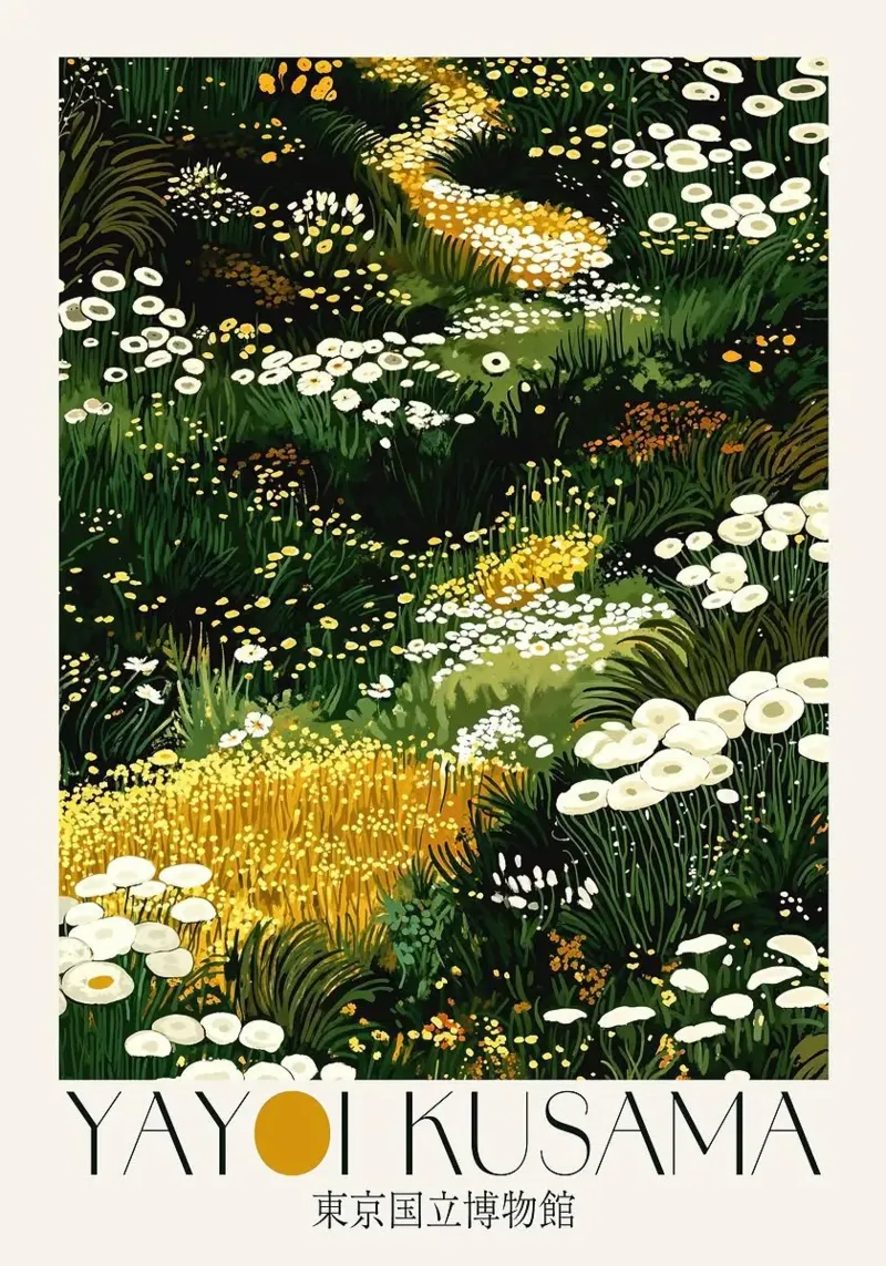 fiori selvatici erba poster con telaio in legno da Luke Yaeger