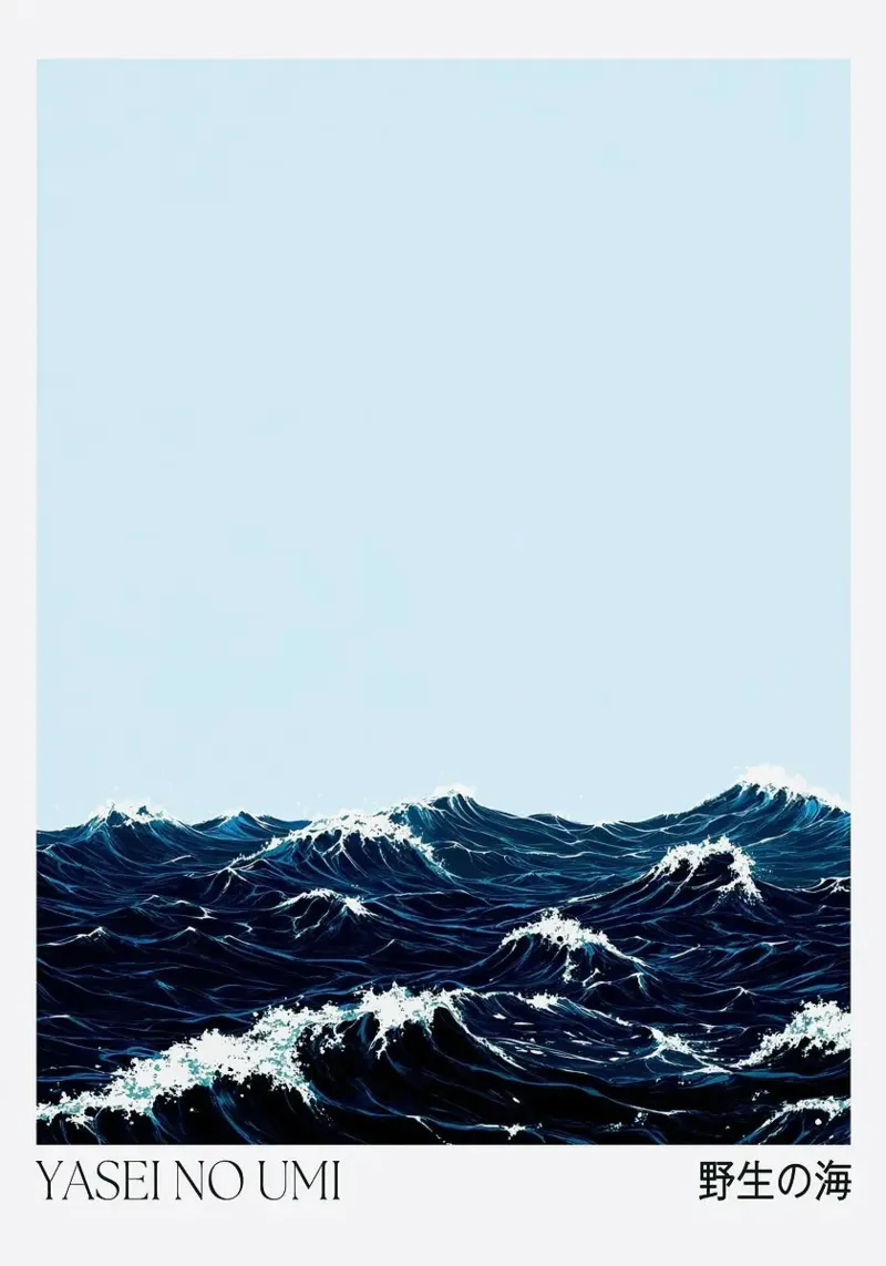 onde oceano poster con telaio in alluminio da Luke Yaeger
