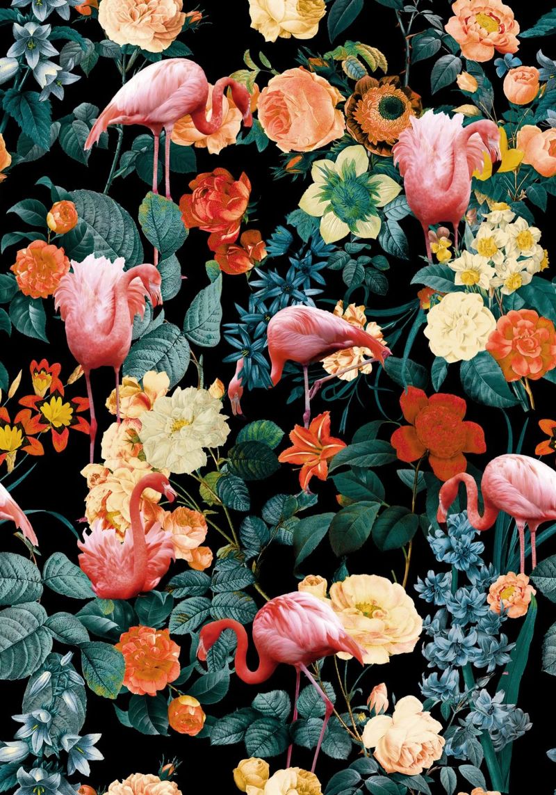 Floral and Flamingo II poster de burcukorkmazyurek