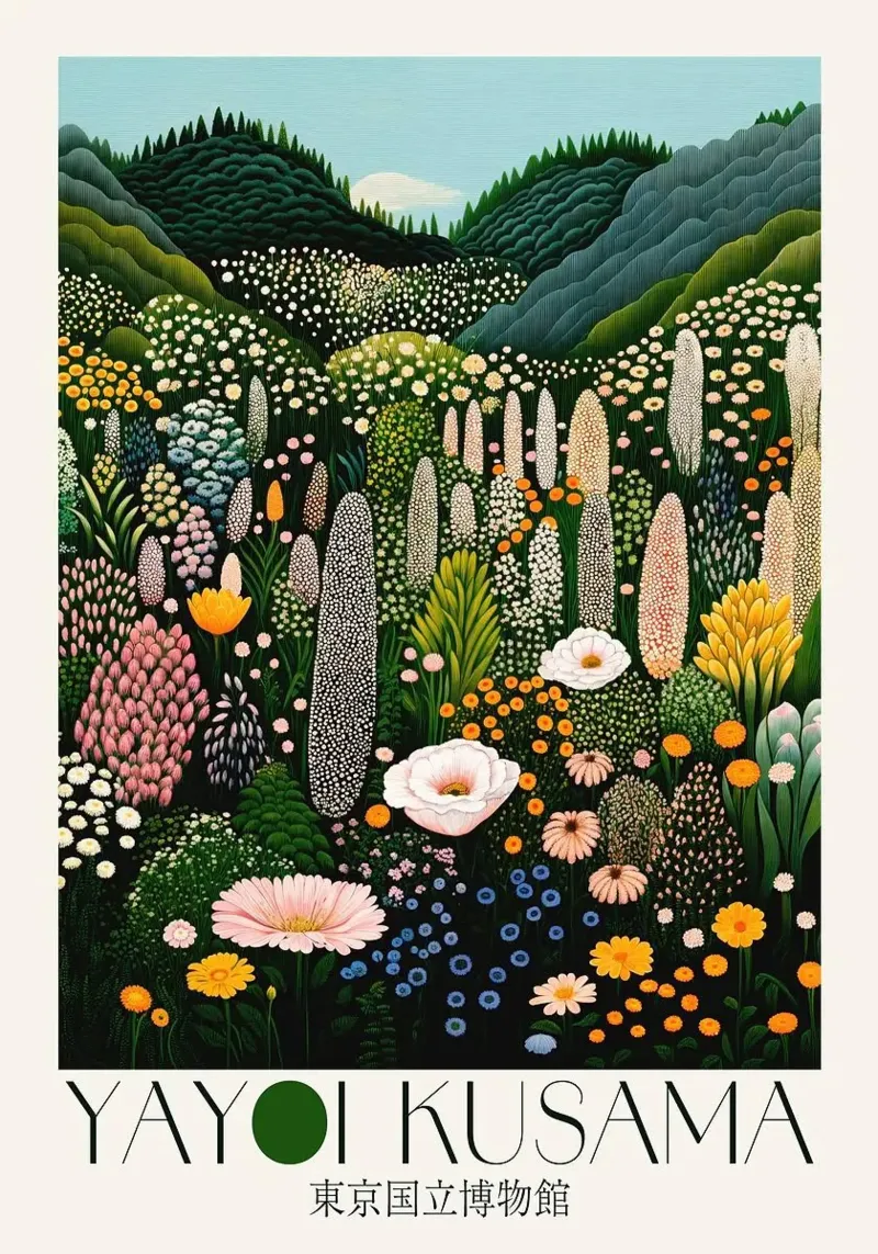 colline fiorite poster con telaio in plastica da Luke Yaeger