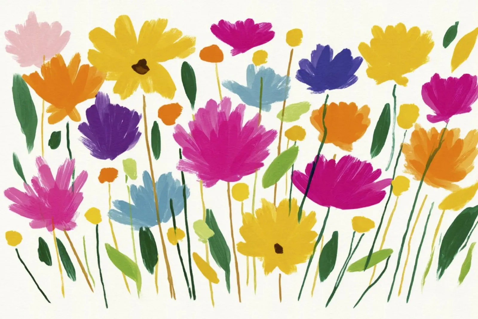 Abstracte Matisse Bloemenweide Heldere Kleurrijke Bloemen Kunst poster met aluminium frame van Modern Muse