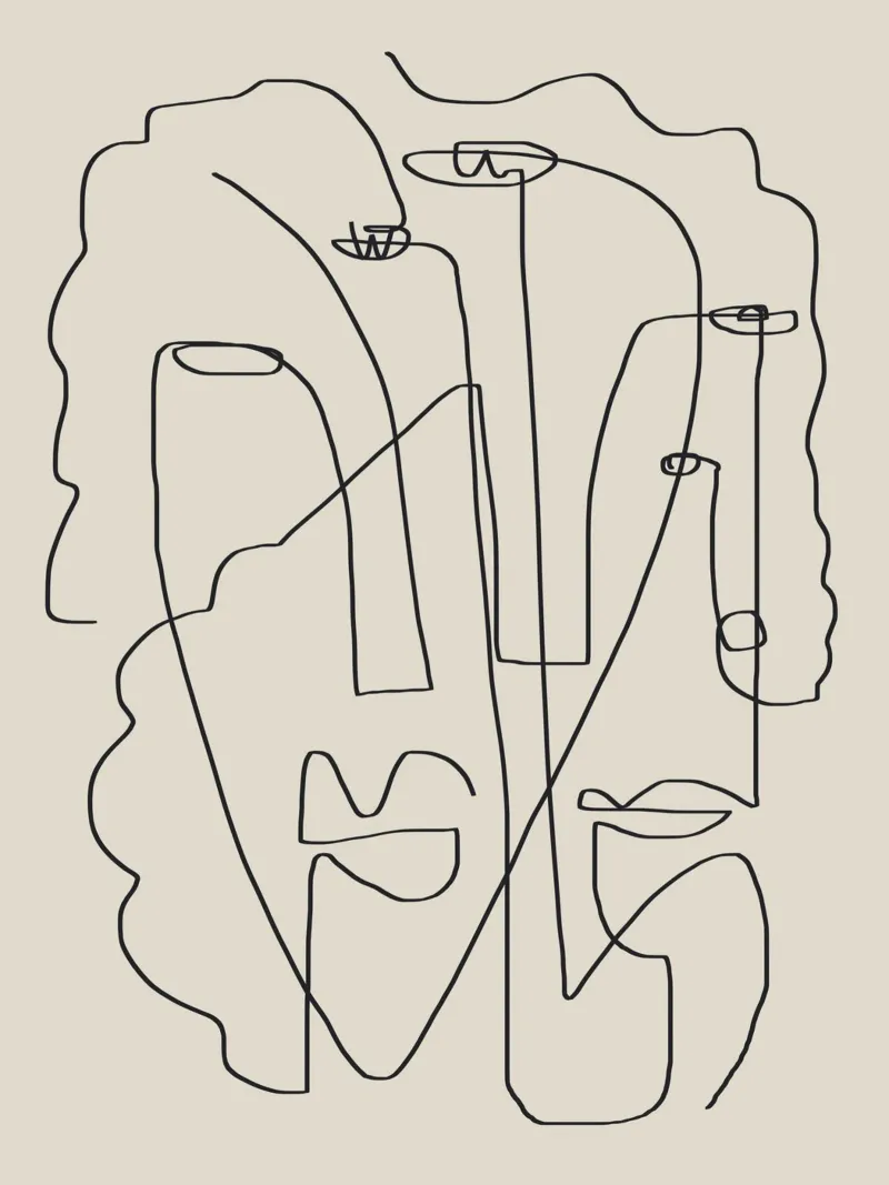 Facce line art 2 plexiglass da Little Dean