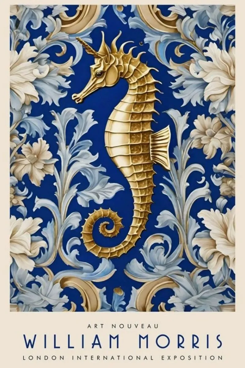 William Morris 3 Seahorses hahnemühle by Art In The Sky