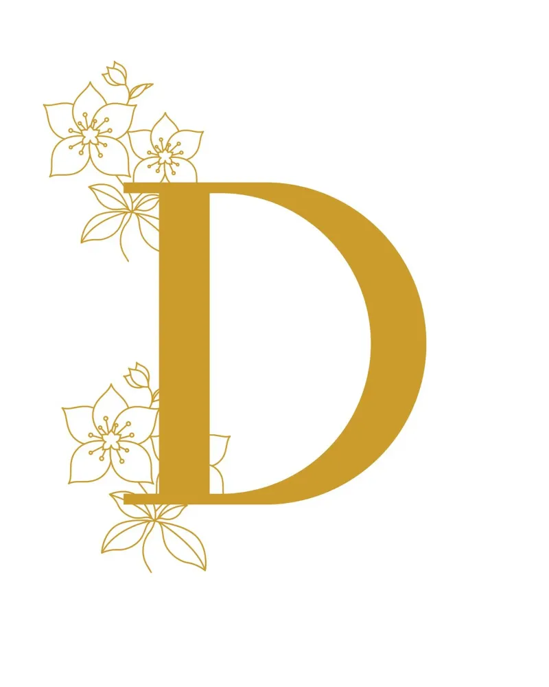 Gouden gele letter D poster - Minimalistisch ontwerp met canvas met Baklijst van StrindesignStudio