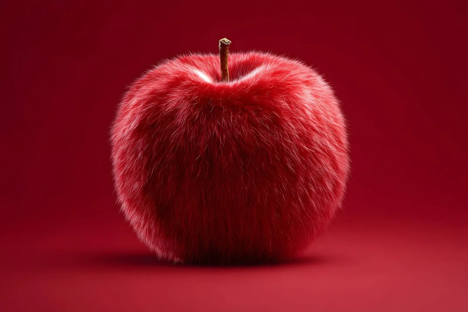Roter flauschiger Apfel Poster mit Holzrahmen von M-Ulrich-Digital Art