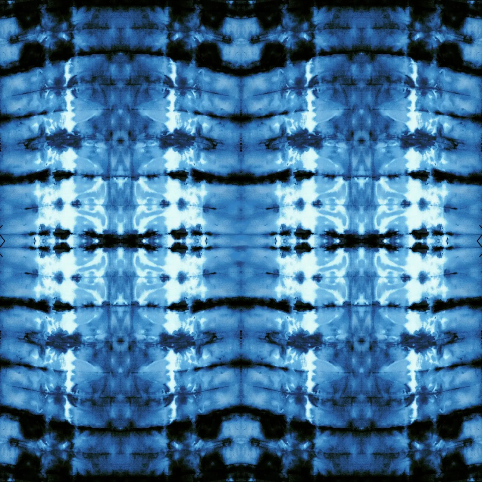 Satin indigo Shibori poster avec cadre en bois de Nina May Design Studio