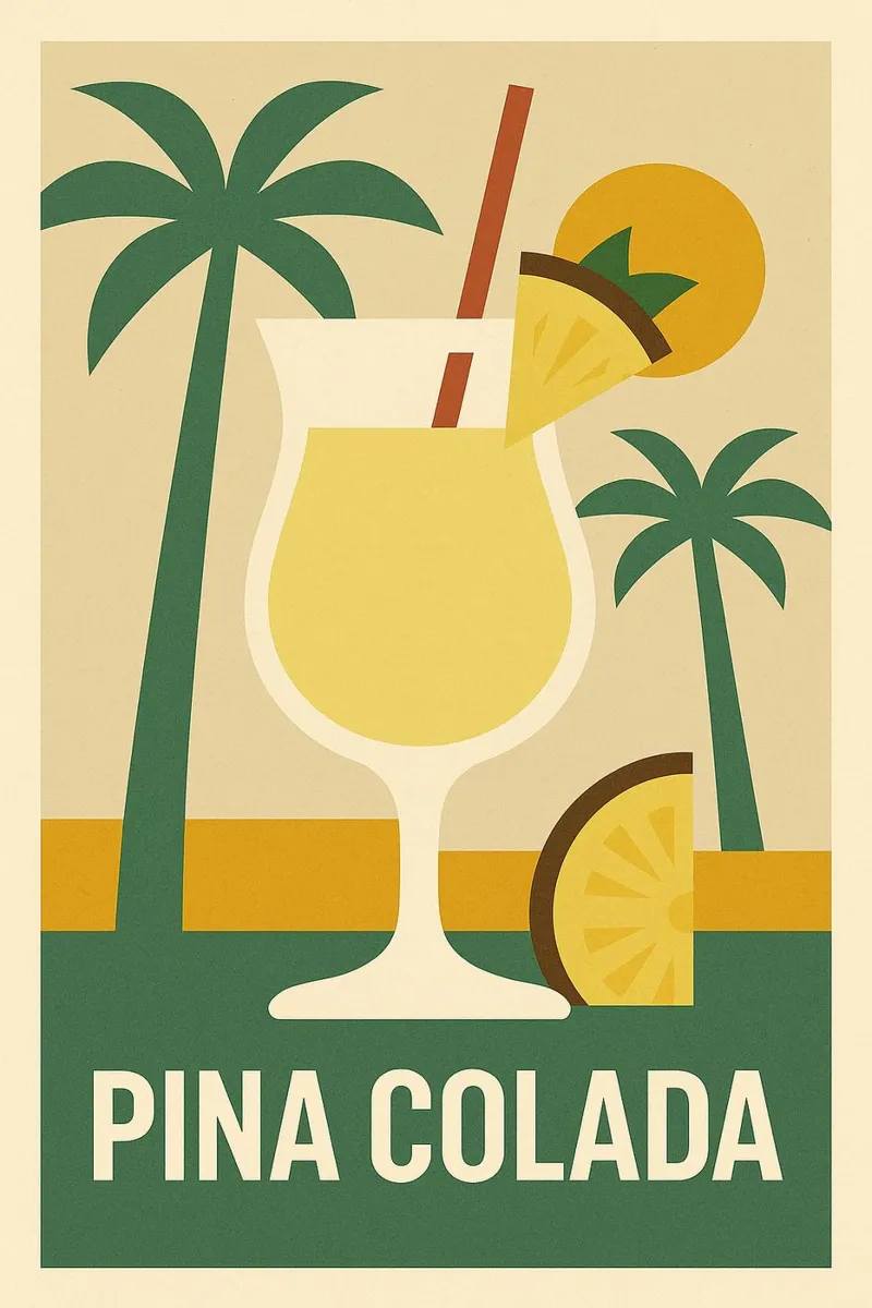 Piña Colada Paradisiaque – Affiche Vintage San Juan poster con telaio in alluminio da Boissons - Affiches & posters - Retro