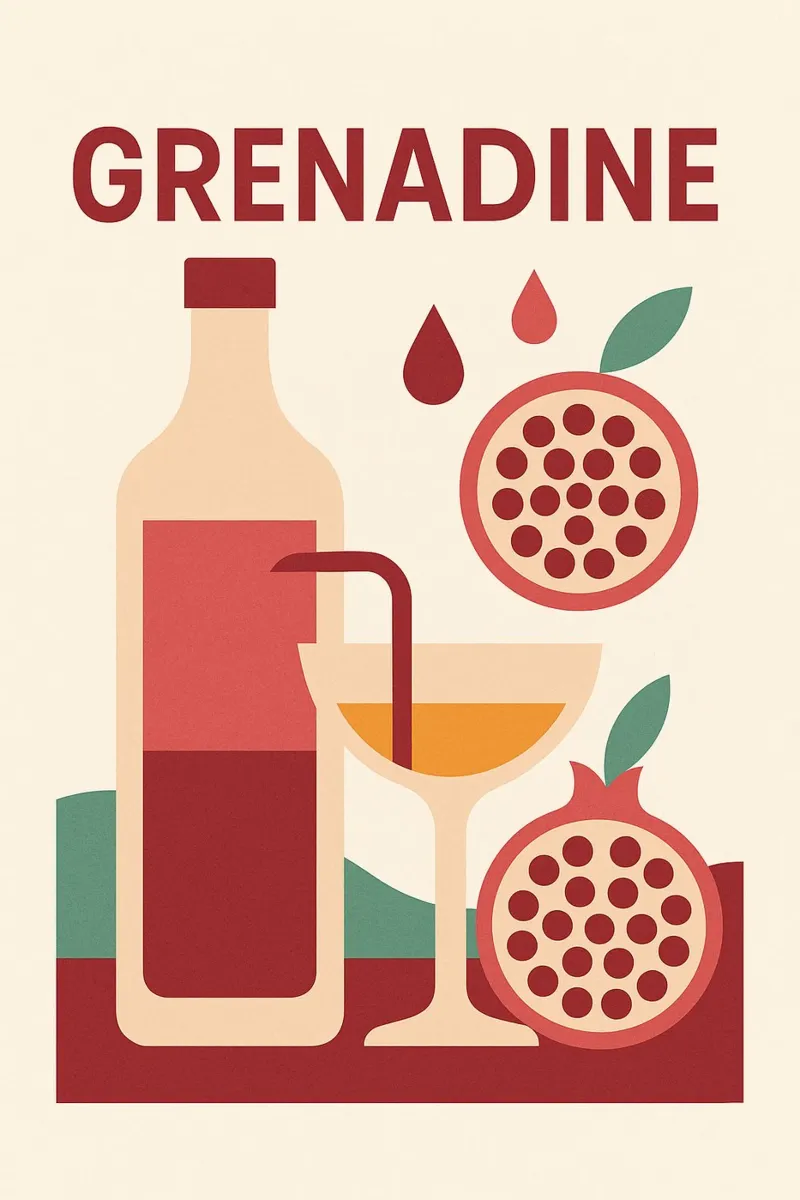 Grenadine Andalouse – Affiche Minimaliste Grenade pellicola backlit da Boissons - Affiches & posters - Retro