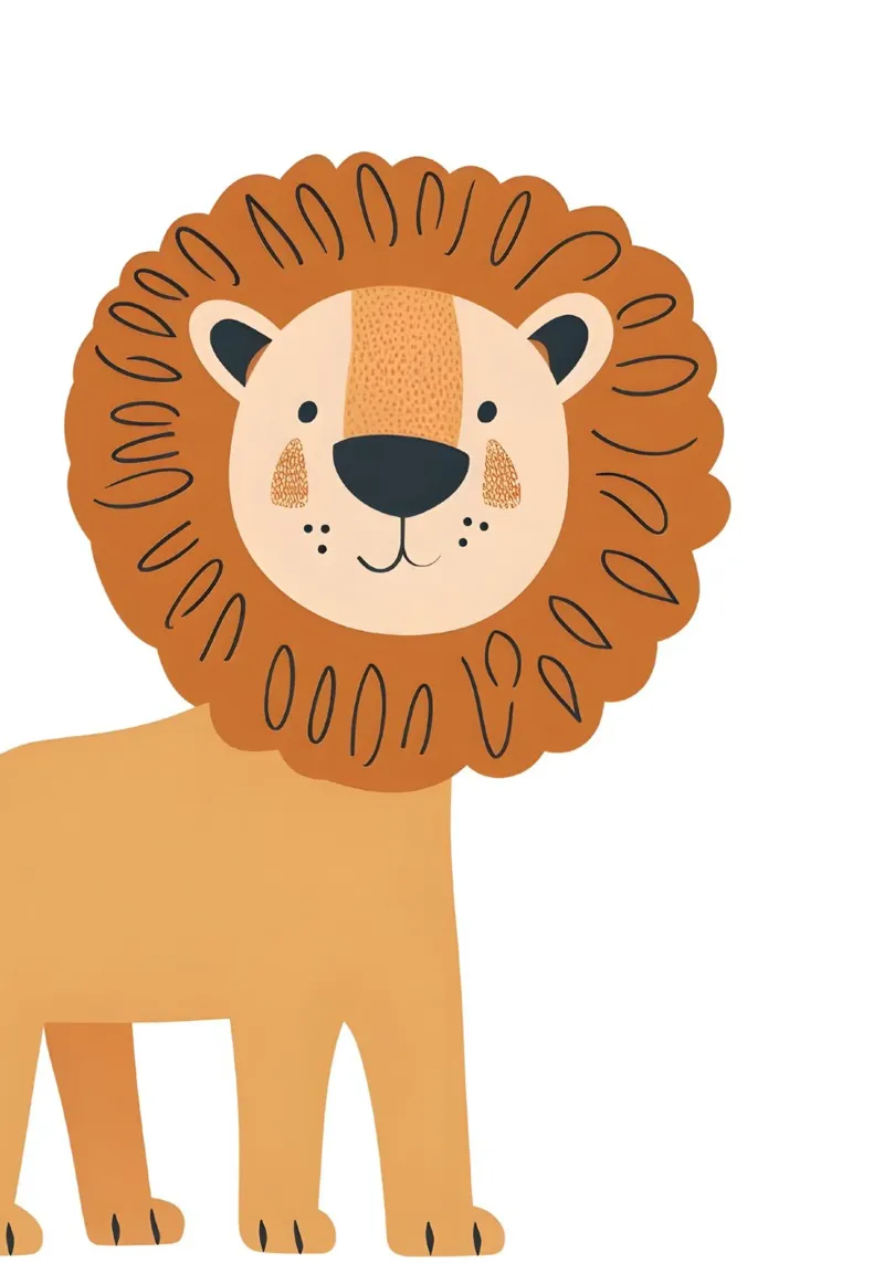 Modern Boho Lion Art Print - Safari Nursery Decor canvas with Floater frame by ClubArt