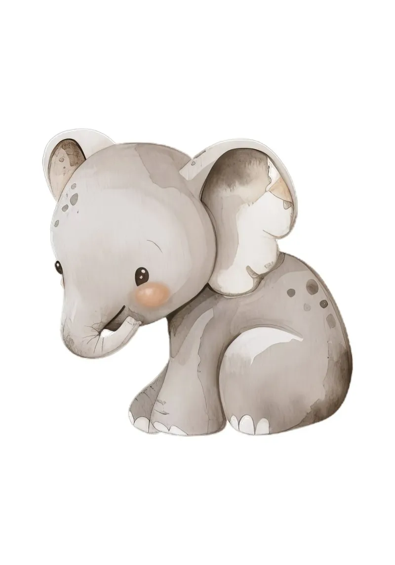 Acquerello con elefante carino - Cameretta Safari e cameretta dei bambini pellicola backlit da ClubArt