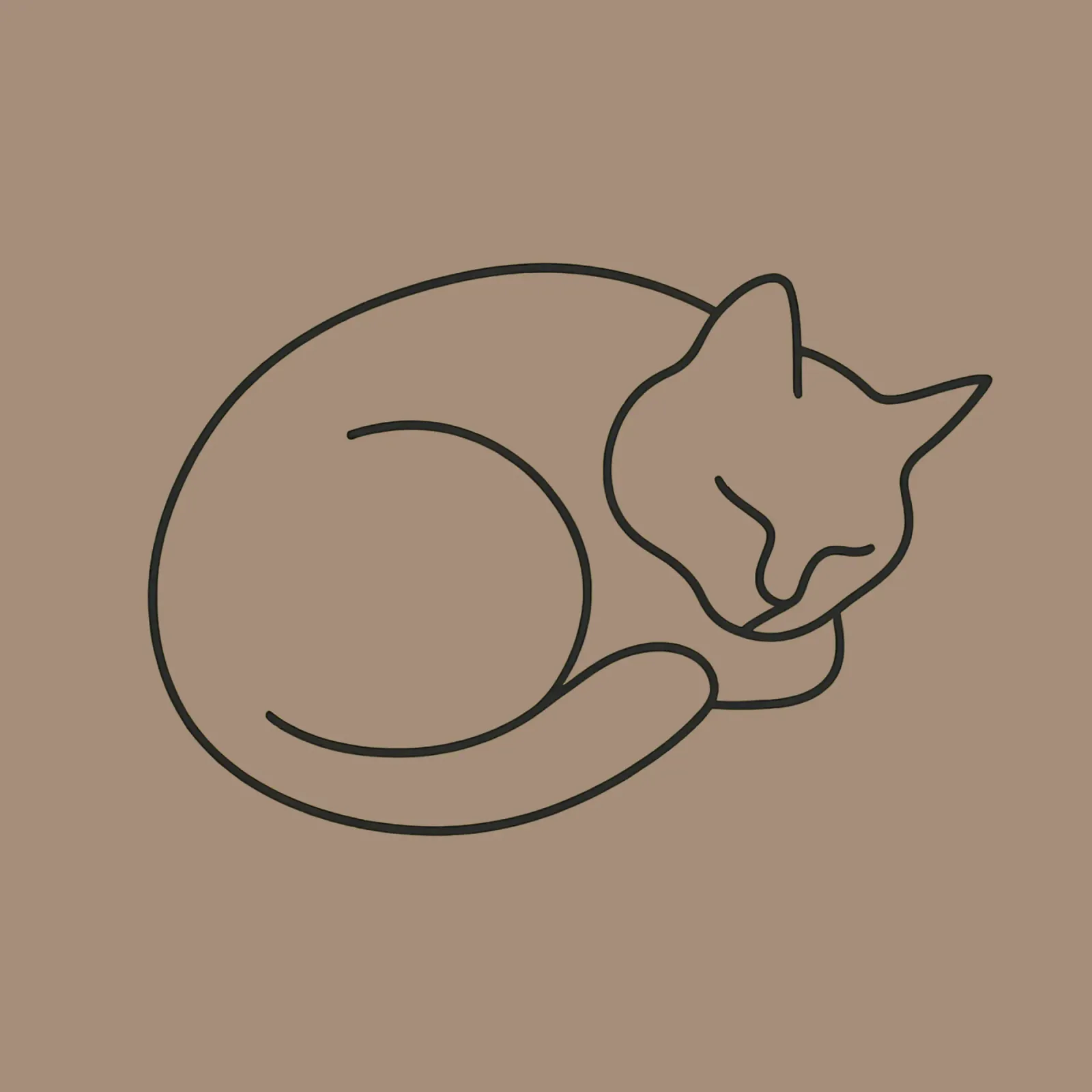 gatto che dorme pacificamente raggomitolato in una posizione confortevole pellicola backlit da DesignDoodle