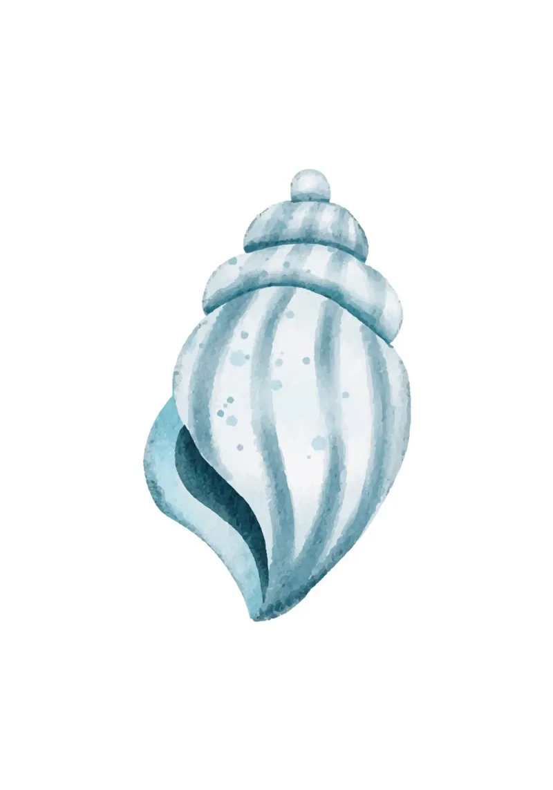 Stampa d'arte acquerellata Serene Seashell - Decorazione costiera dell'oceano pellicola backlit da ClubArt