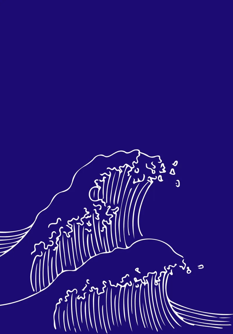 Minimalist Ocean Waves Line Art Print - Japanese Style Decor alu-dibond by ClubArt