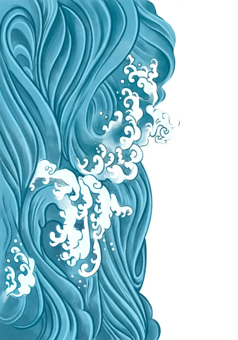 Stampa d'arte sulle onde dell'oceano - Ispirazione Ukiyo-e giapponese pellicola backlit da ClubArt
