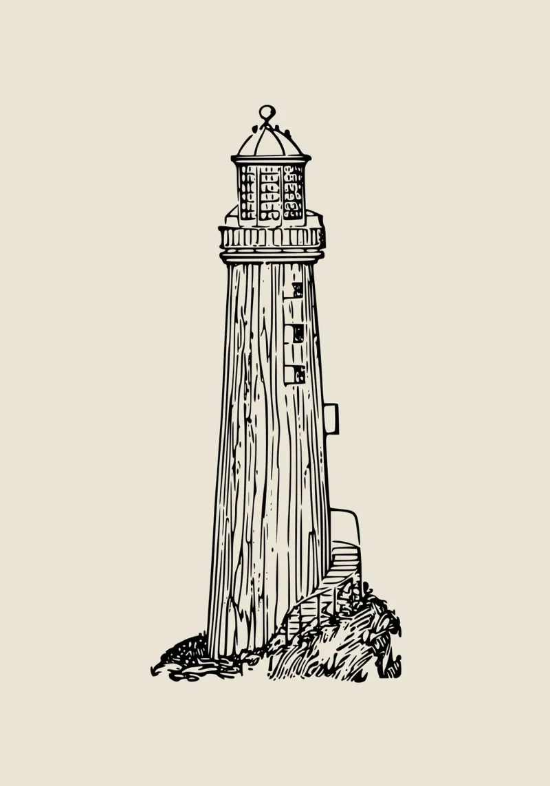 Rustic Lighthouse Sketch Print - Vintage Coastal Art canvas by ClubArt