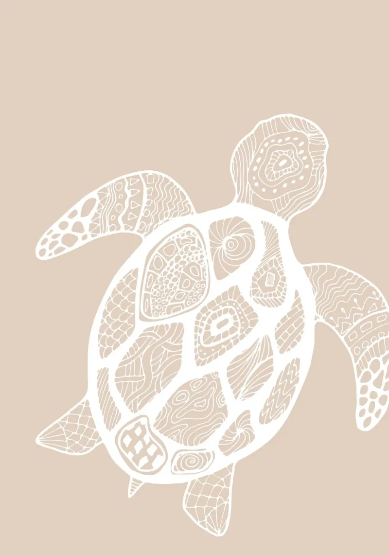 Intricate Sea Turtle Line Art - Neutral Ocean Decor alu-dibond by ClubArt