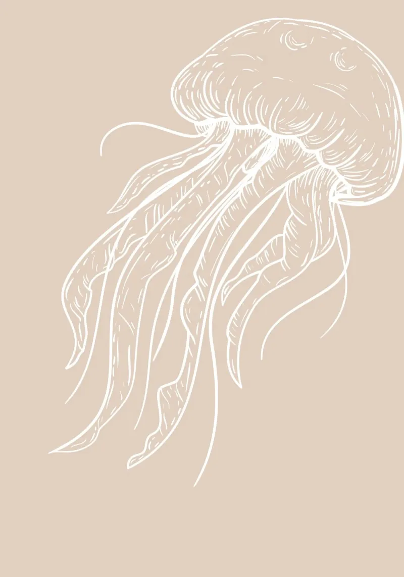 Ätherische Quallen Line Art - Neutrale Ozean Dekoration Poster von ClubArt