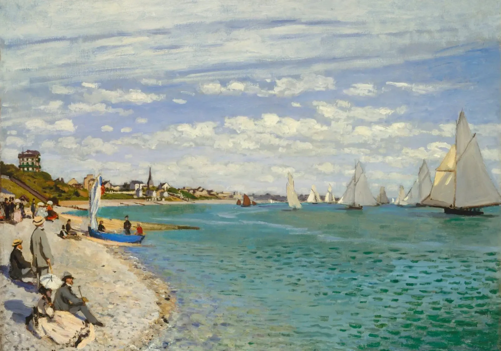 Monets Strand von Sainte-Adresse - Impressionistische Meereslandschaft Leinwand von ClubArt