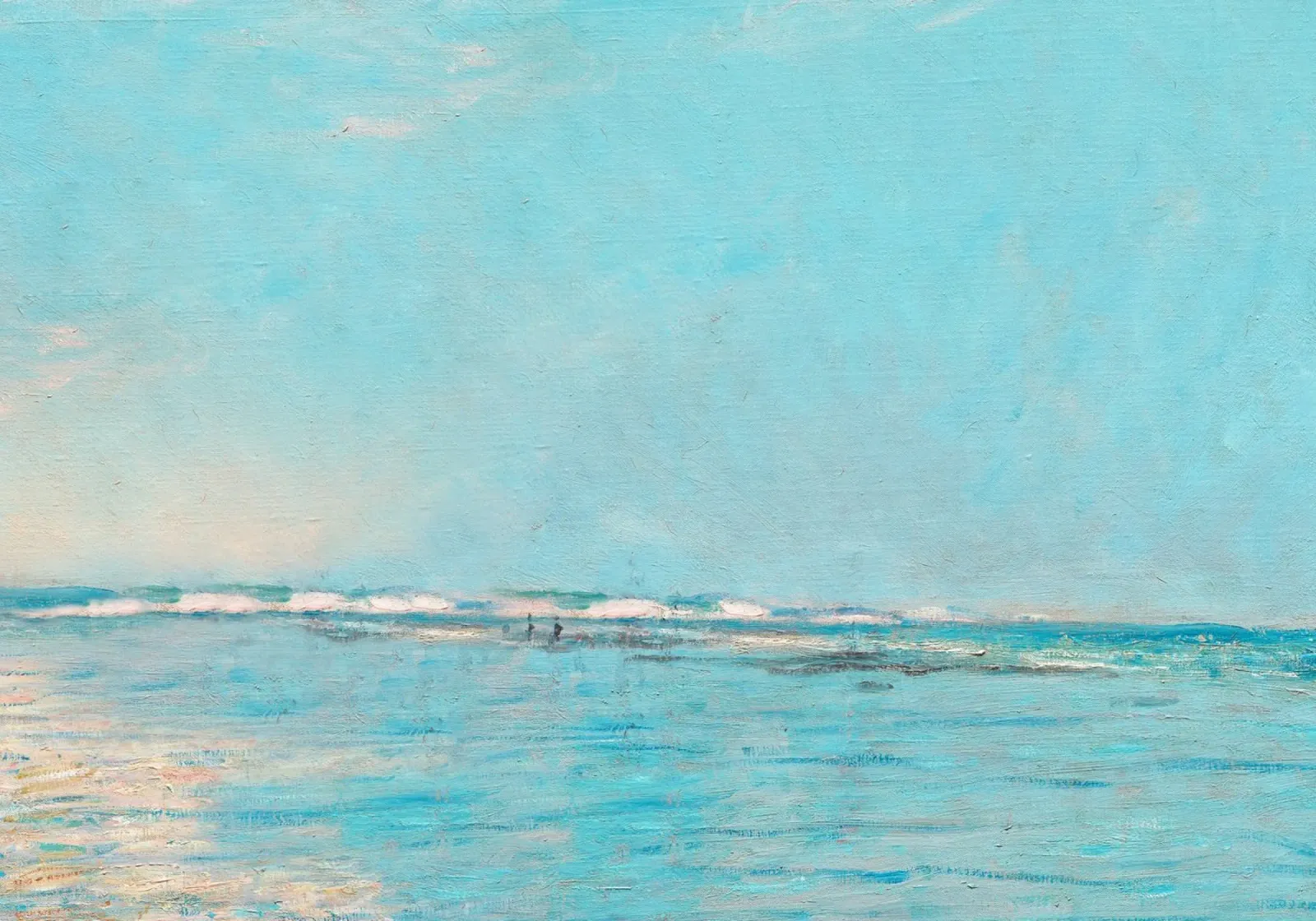 Turquoise Sea with Distant Figures - Impressionist Coast hahnemühle by ClubArt