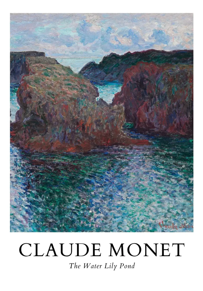 Monet's Cliff at Belle-Île - Impressionist Seascape canvas with Floater frame by ClubArt