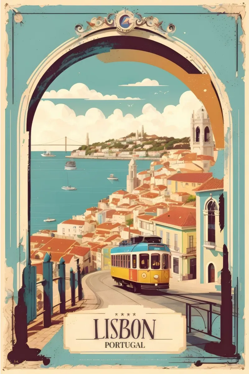 Lisbona Poster Bellezza portoghese carta hahnemühle da Beauty wall