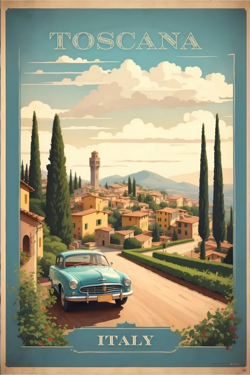 Catturare la bellezza della Toscana Viaggio Vintage Retro poster con telaio in plastica da Beauty wall
