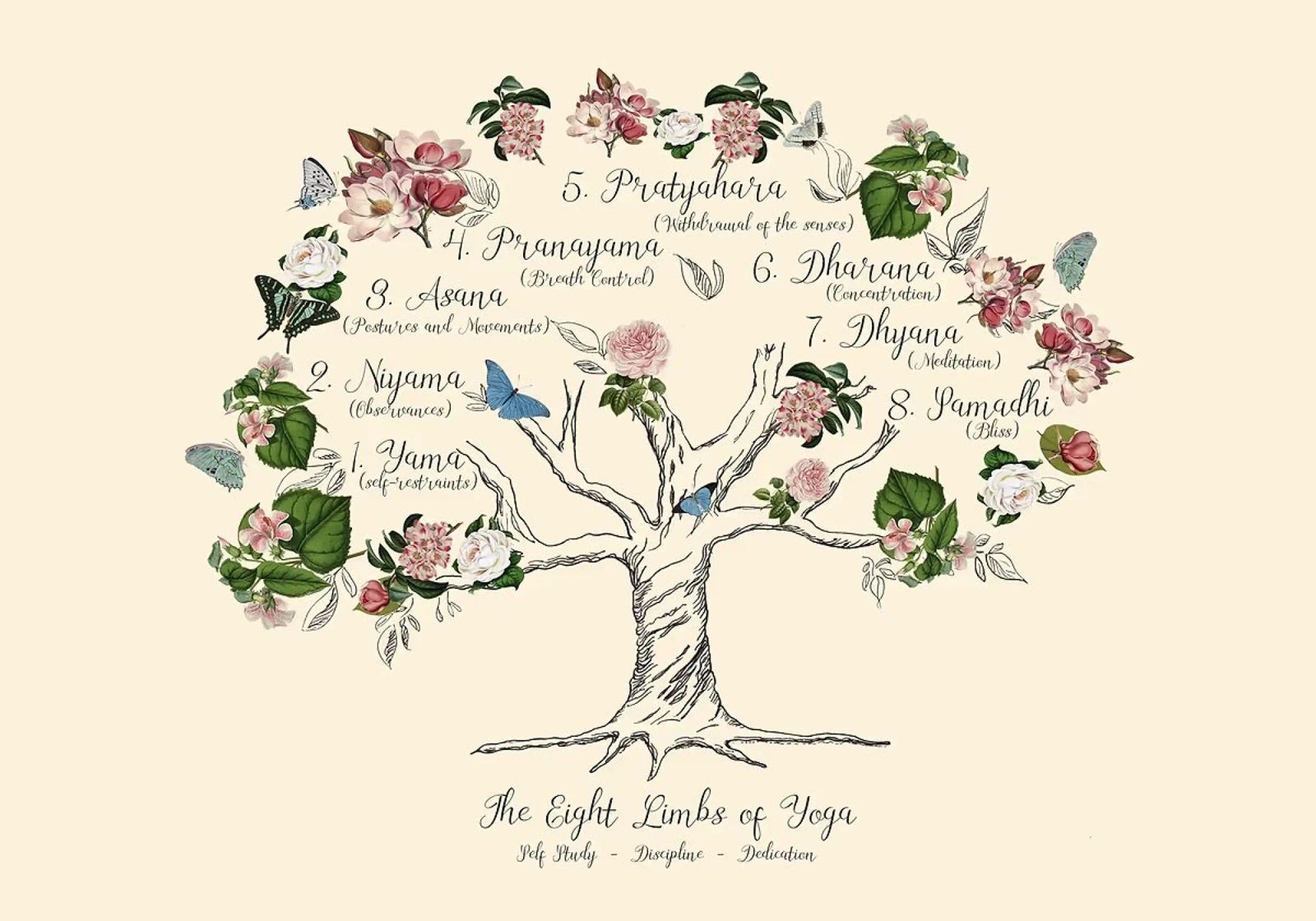 Les huit membres du yoga poster de YogaShop