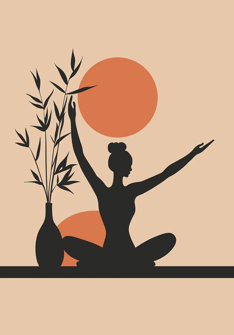 Yoga Silhouet met Zon poster van YogaShop
