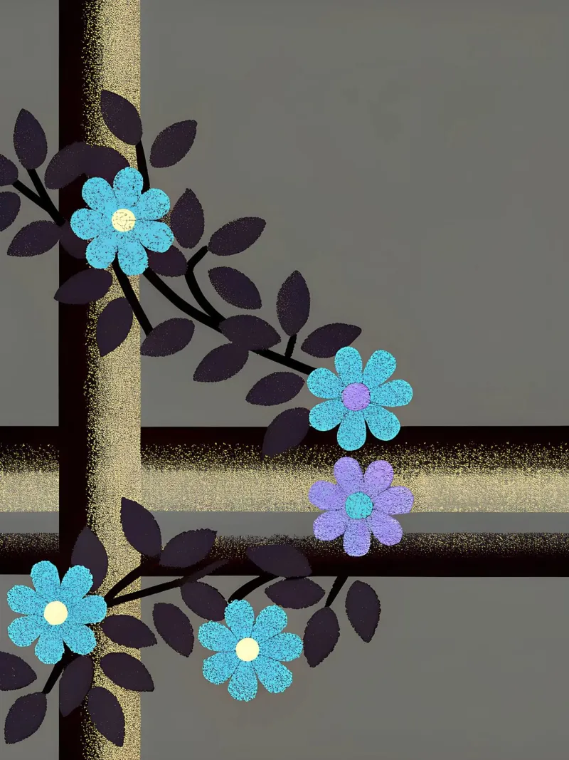 La bellezza dei fiori blu poster con telaio in legno da SOUL SHOP