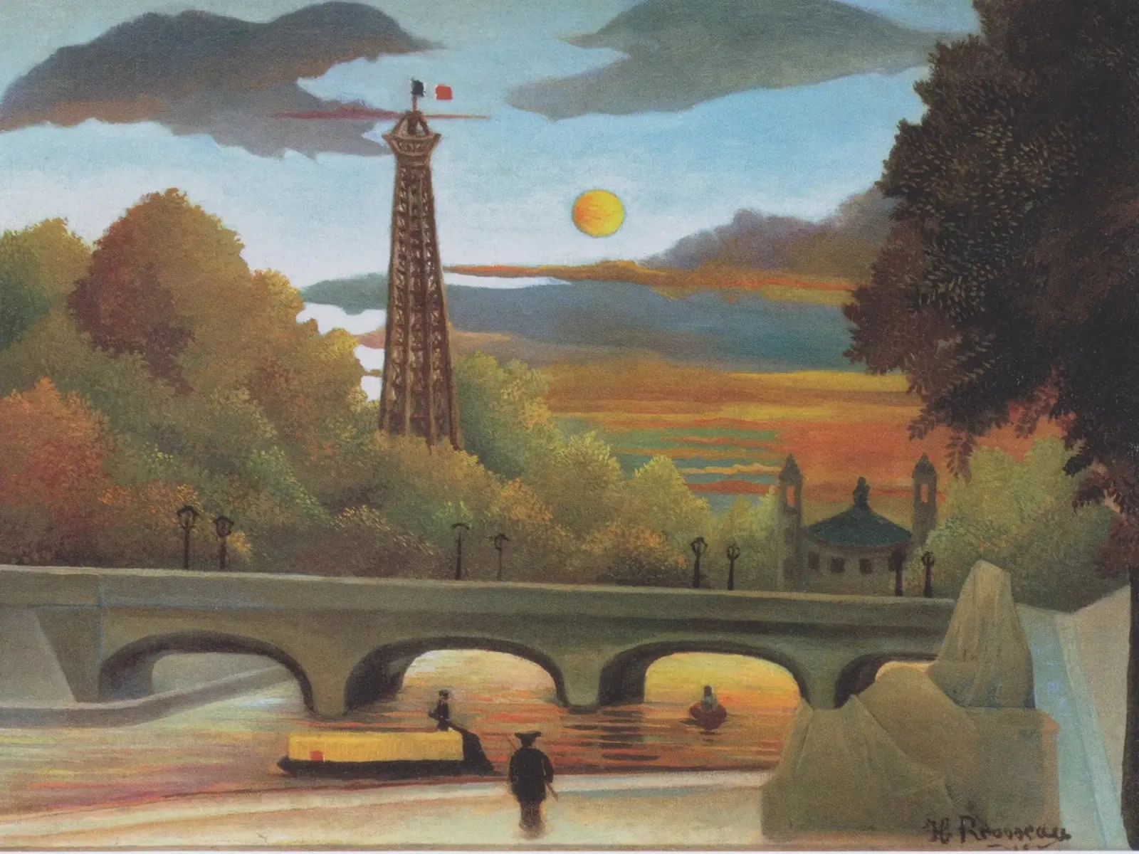 Senna e torre Eiffel al tramonto di Henri Rousseau poster da tokovictory