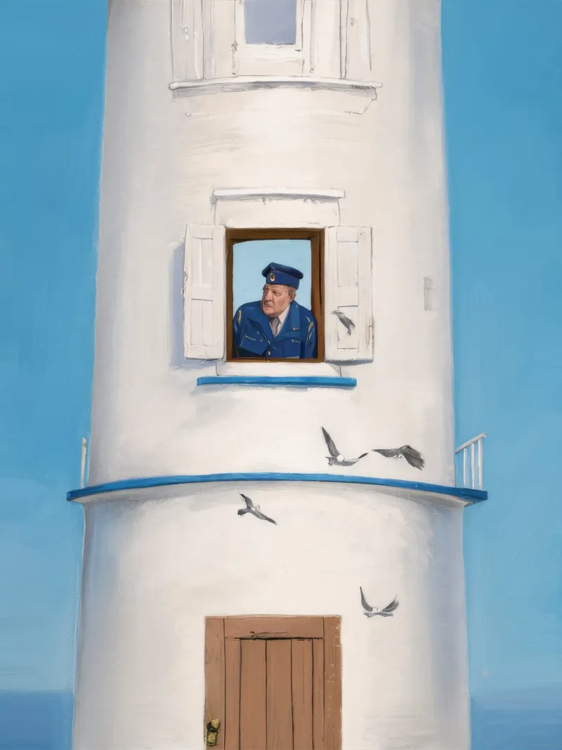 Man in the Lighthouse canvas by Silk Palette