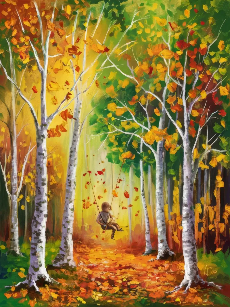 Gouden Woud Dans canvas met Baklijst van Dream Spectrum
