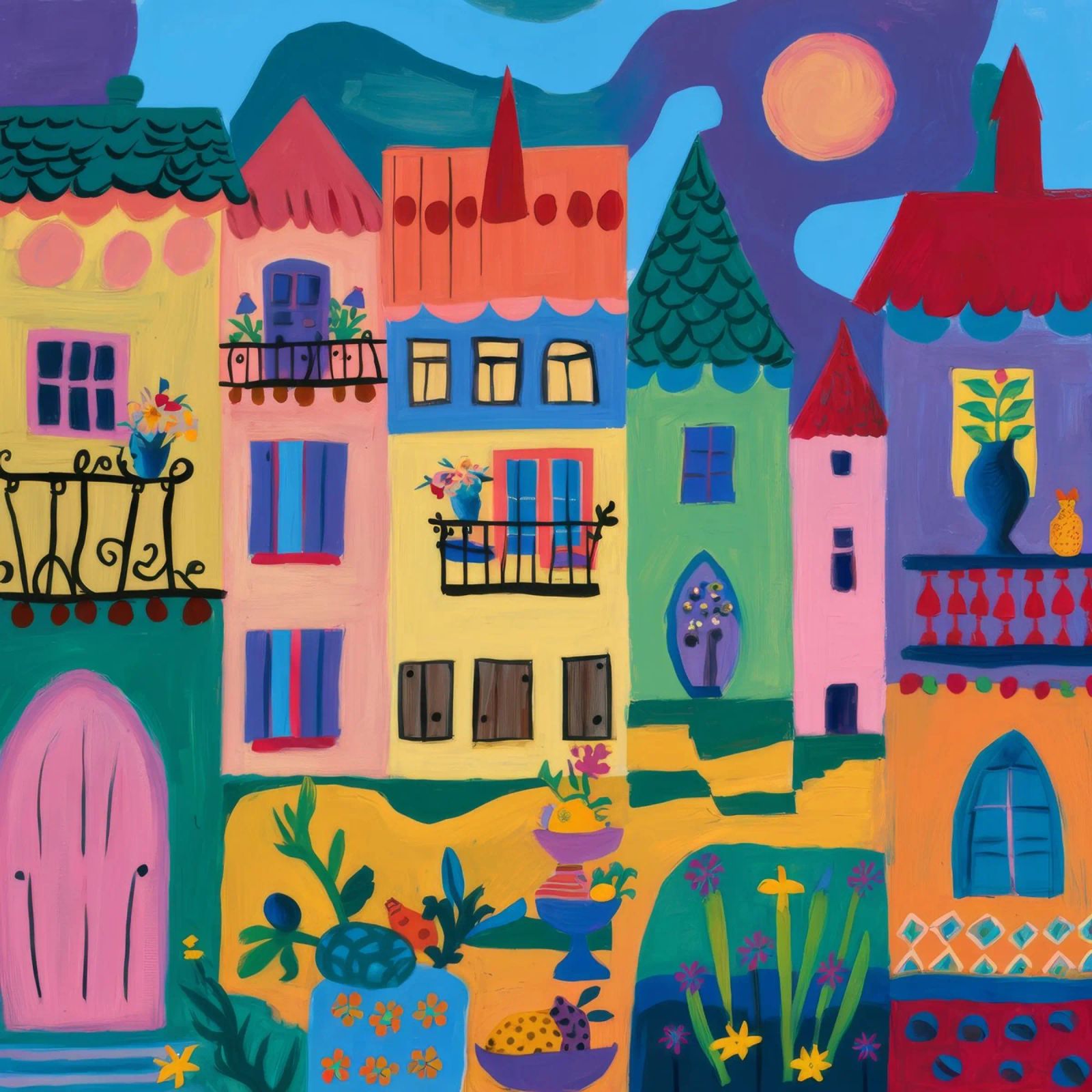 Ville fantastique et colorée poster de Silk Palette