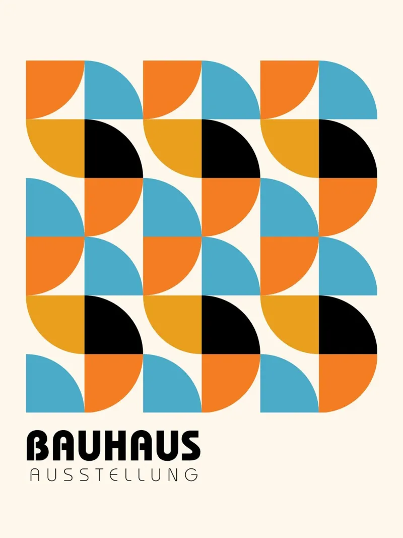 Geometria Bauhaus - colori retrò poster con telaio in legno da Casa Calm