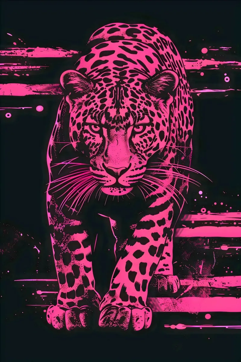 Luipaard Roze Kunst hahnemühle van WILD ART