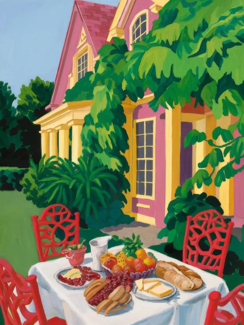 Pranzo nel giardino delle coccinelle poster con telaio in alluminio da Silk Palette