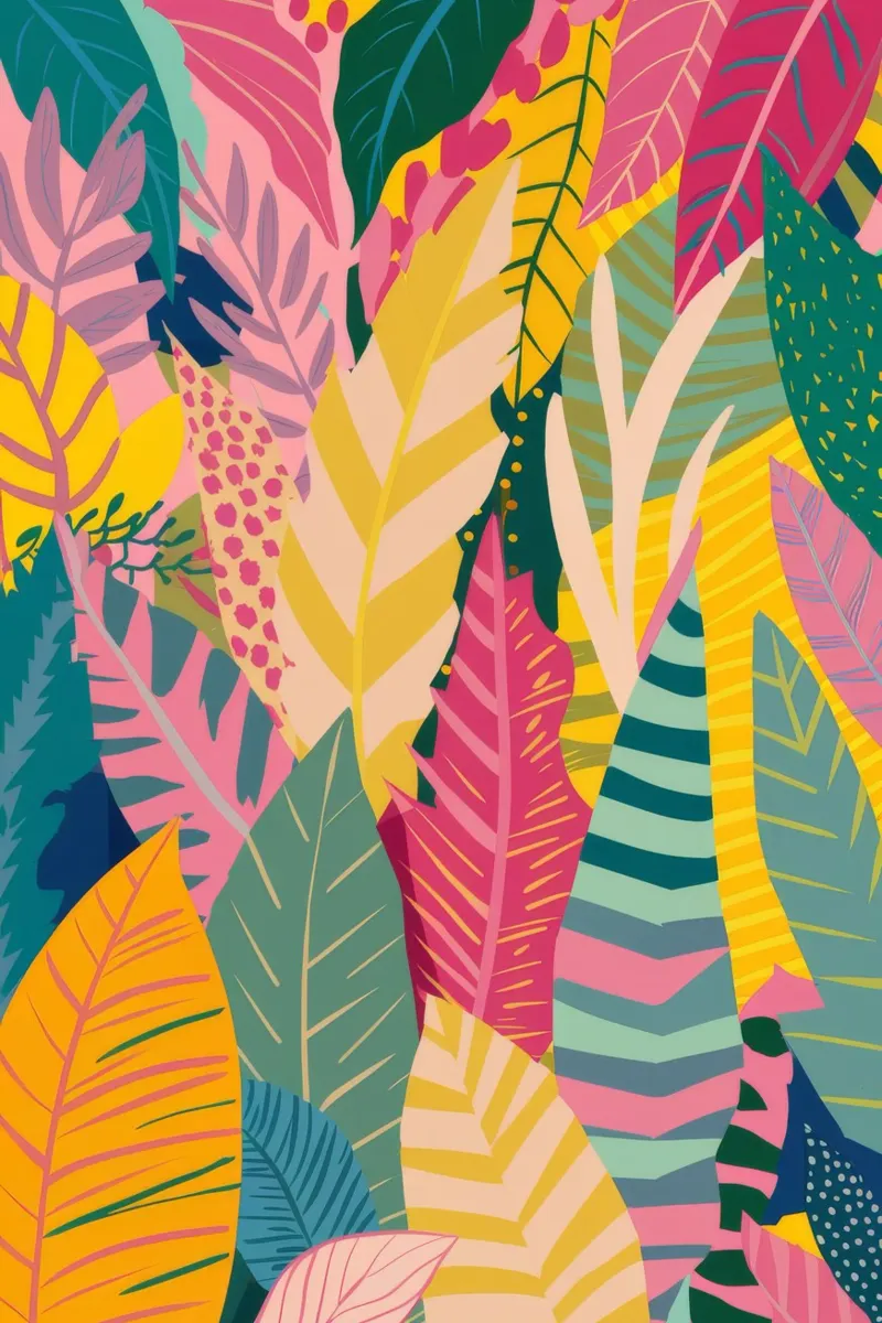 Vibrant Leaf Pattern canvas by Silk Palette