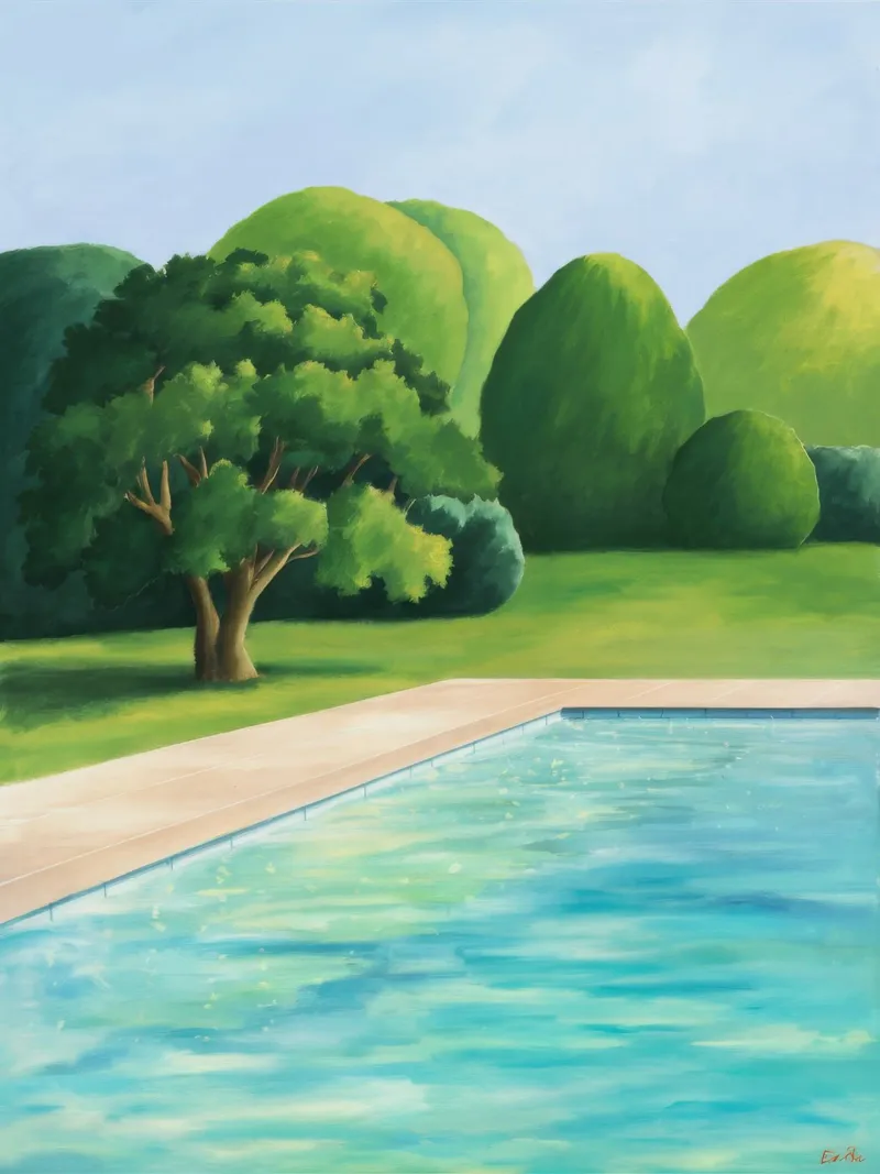 Emerald Poolside Serenity canvas by Opal Strokes