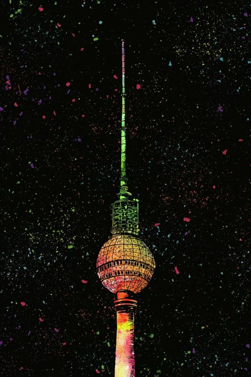 Acrylic Splatter TV Tower carta hahnemühle da KP Design