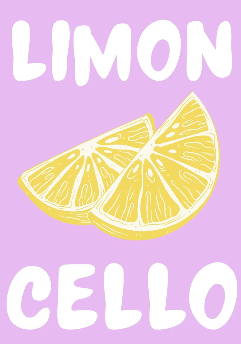 Limoncello Lemon Slice Print with Lavender Background hahnemühle by pdigitalprints