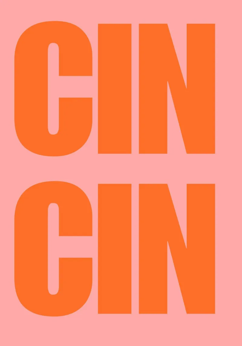 CIN CIN Poster tipografico in grassetto - Testo arancione su rosa poster da pdigitalprints