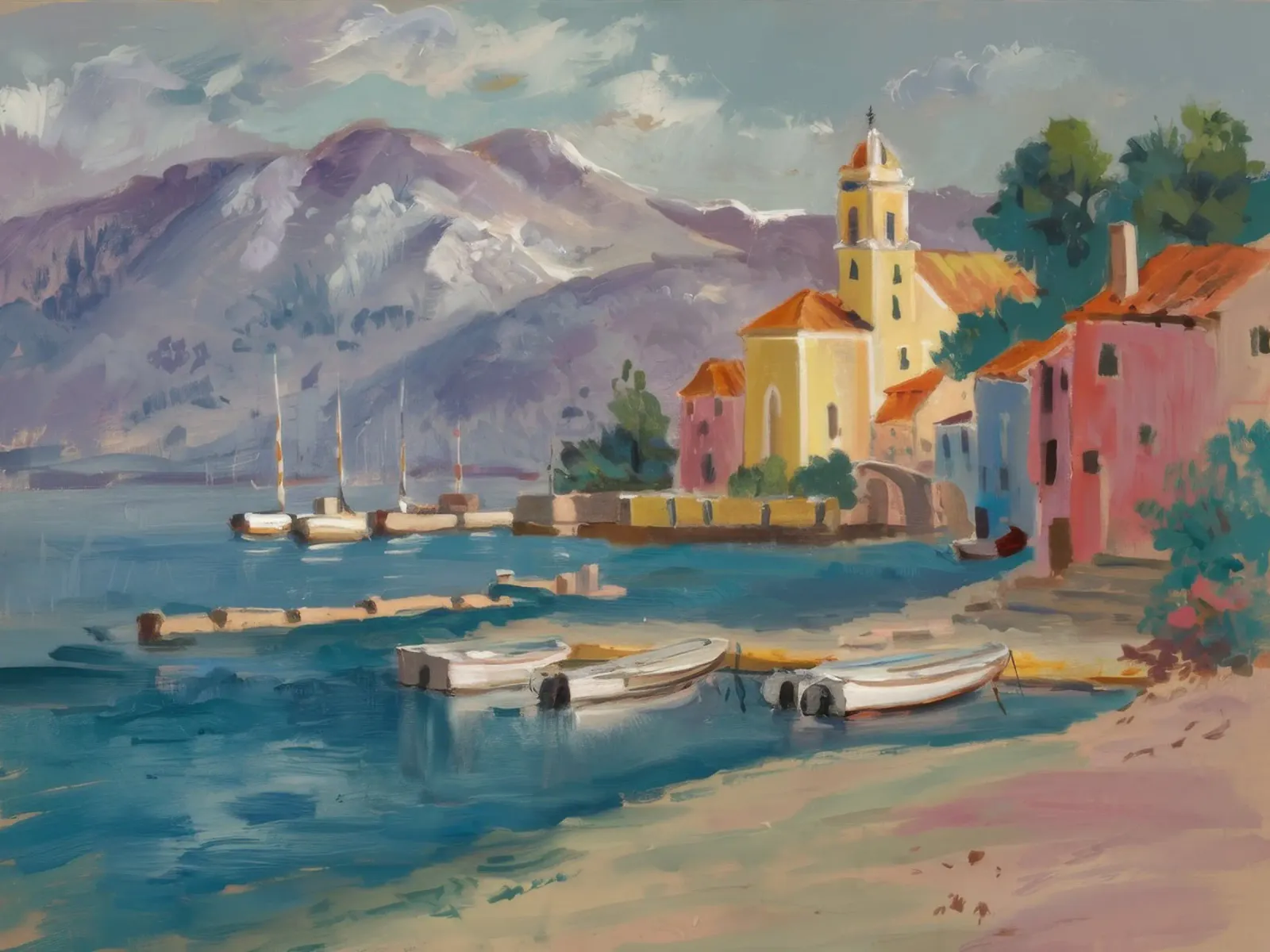 Porto Steeple Calm poster con telaio in alluminio da Celestial Harmony