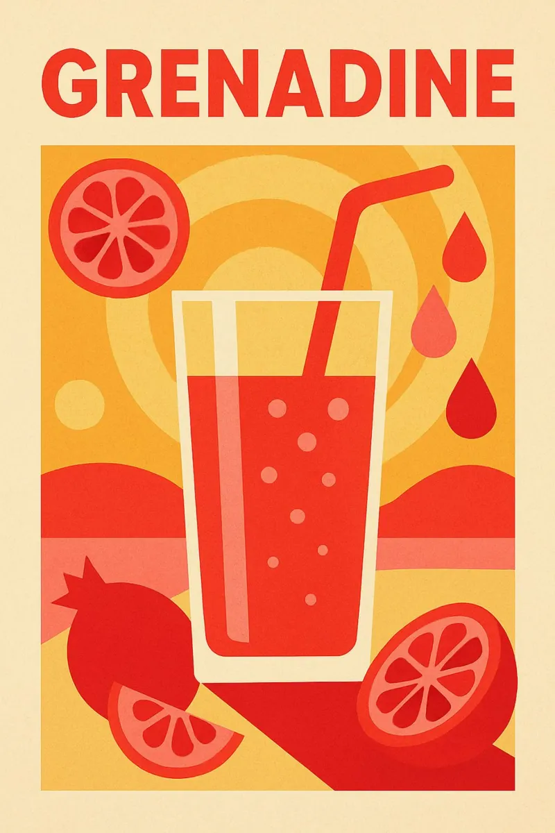 Grenadine - Le soleil dans un gobelet poster avec cadre en bois de Boissons - Affiches & posters - Retro