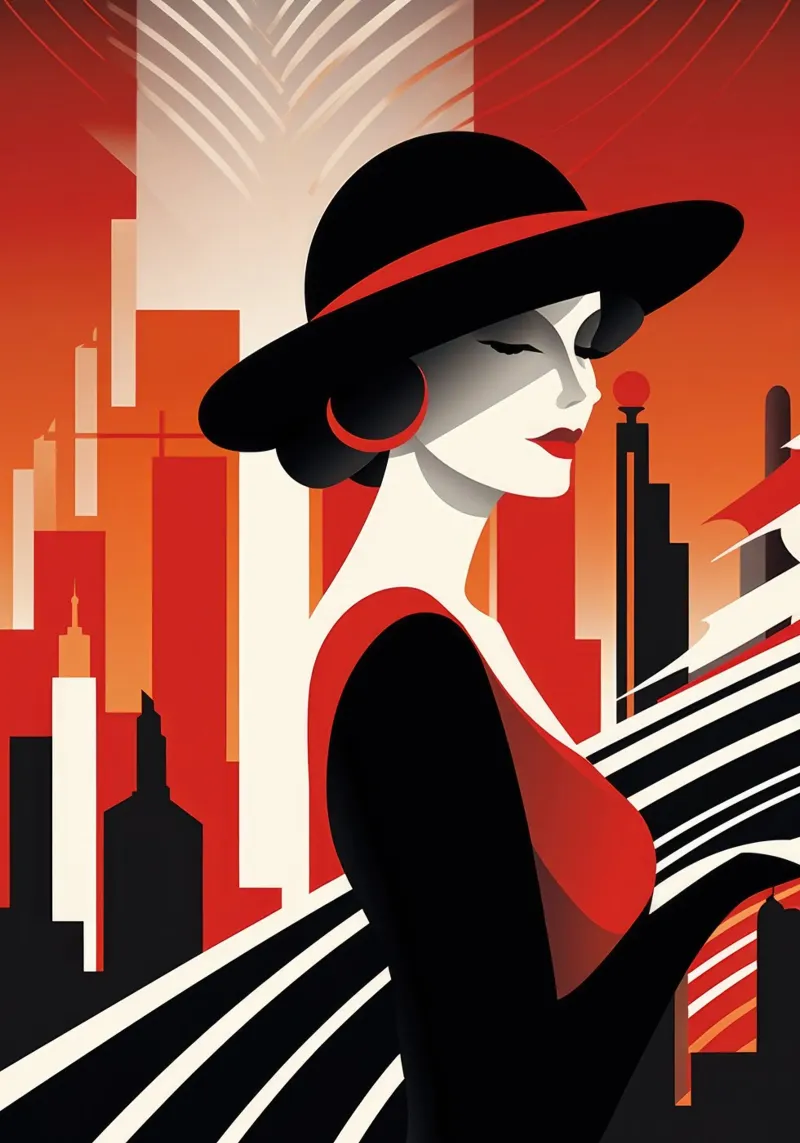 Art Deco Woman poster with aluminum frame by Artful Muse
